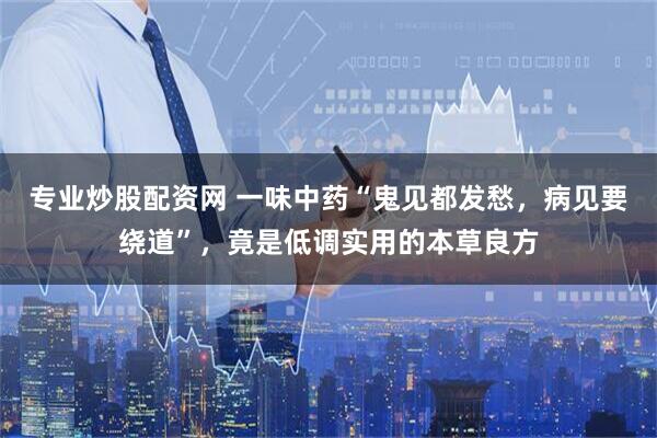 专业炒股配资网 一味中药“鬼见都发愁，病见要绕道”，竟是低调实用的本草良方